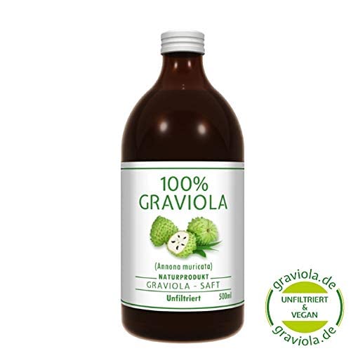 Jugo de Guanábana 6 x 500 ml, Sin Filtrar, Vegano, 100% Puré de Graviola