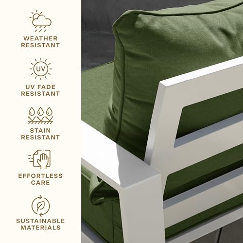 Image of Honeycomb Outdoor Heritage Deep Seat, 24 x 23, Textured Solid Artichoke Green Chair Cushion with Removable Cover, for Patio Furniture