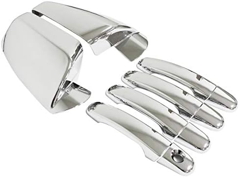 NewYall Chrome Front Rear Left Right Exterior Door Handle and Side Mirror Caps Covers Set