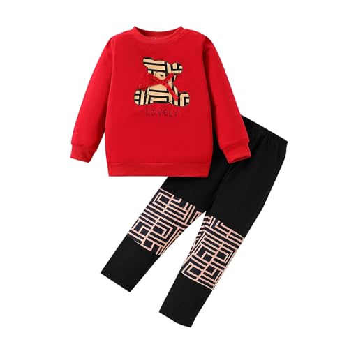 Image of Tween Girl's Letter Print Top + Jogger Pants 2 Piece Casual Outfit Set Kids Fall Clothing, Sizes 6-14 Years