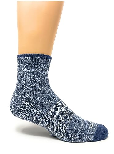 WARRIOR ALPACA SOCKS - All Day - Everyday - Terry Lined - Cushioned - All-Purpose Socks - Unisex (Large, Slate Blue/White - Quarter Crew)3