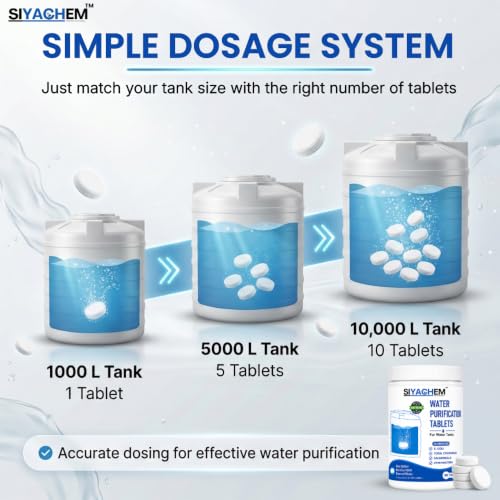 Image of Water Tank Cleaning Tablets | Water Purification Chlorine Tablets for Tank 1 Tablet for 1000 Liters | 30Tabs