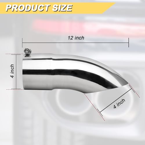 Image of Vurkcy 4 inch Inlet Curved Exhaust Tip, 4 inch Outlet 12 inch Overall Length