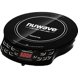 Nuwave Flex Precision Induction Cooktop, 10.25” Shatter-Proof Ceramic Glass, 6.5” Heating Coil, 45 Temps from 100°F to 500°F, 3 Wattage Settings 600, 900 & 1300 Watts, Black