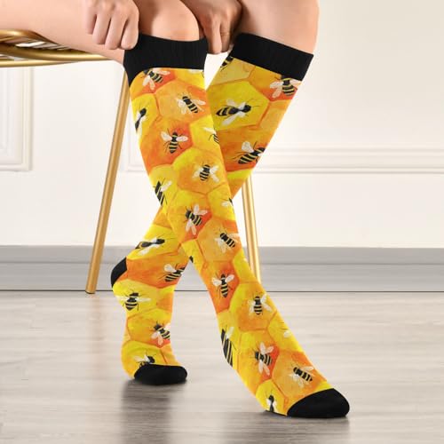 Image of Wusikd Heartbeat Symbol Compression Socks for Women and Men Circulation Black Long Socks for Athletic Running 1