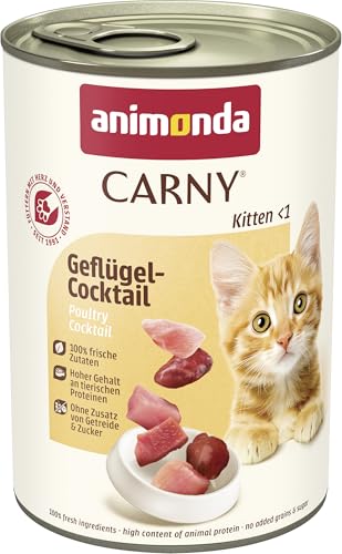 animonda Carny Kitten Geflügel-Cocktail (12 x 400 g), Kitten Nassfutter für wachsende Kätzchen, Katzenfutter ohne Getreide und Zucker, Katzennassfutter mit 100 % frischen Zutaten