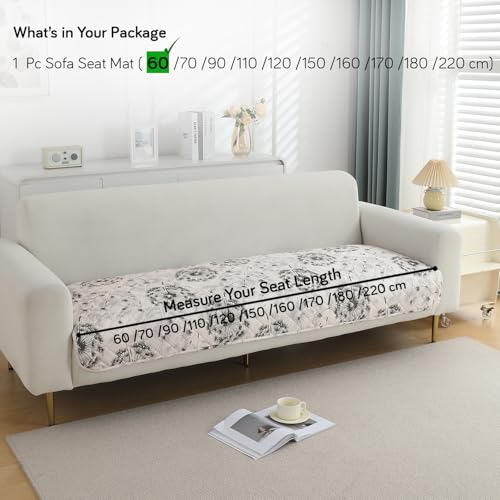 Image of HOKIPO Printed Waterproof + Anti-Slip + Quick Dry Sofa Seat Mats, Dandelion Anchor Grey - Length 60cm (AR-5229-P6)