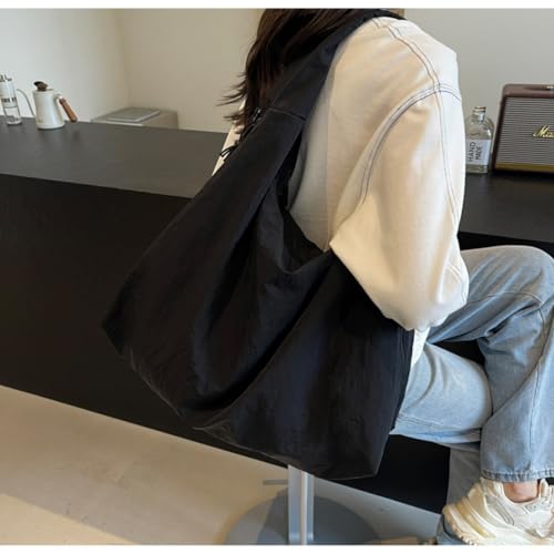 Bolso hobo para mujer, de color liso, estilo drapé, gran capacidad, nylon, bandolera versátil y relajada, ideal para viaje y deporte miniatura 4