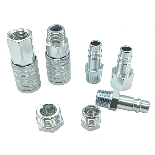 7-Piece 1/2 NPT Industrial Air Coupler Plug Set Air Compressor Fittings
