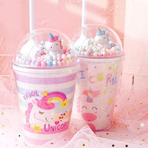 Vaso Con Pajita Y Tapa De Unicornio Para Niños Y Adultos - 380ml, Doble Pared, Reutilizable Y Divertido