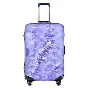 Paars Lavendel Gekleurde Bloemen Trolley Travel Case Protector :>> Hoge Elasticiteit Met Rits Grote Toepasselijke 18-32 Inch Trolley Case
