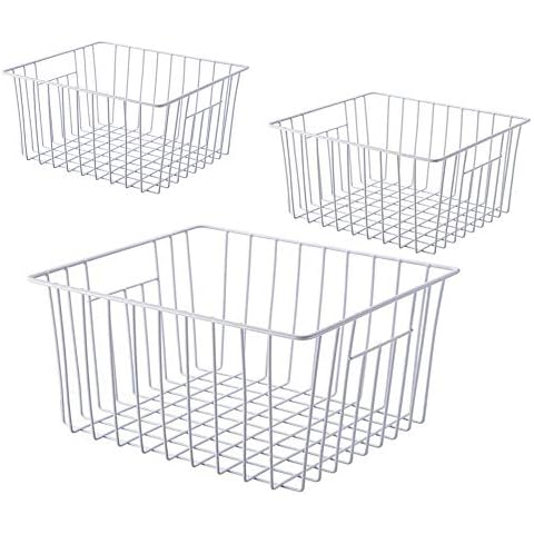 Y.Z.Bros 16inch Freezer Storage Organizer Baskets, Household Wire Refrigerator Bins with Built-in Handles for Cabinet, Pantry, Closet, Bedroom Cover