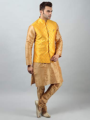 Image of Uri and MacKenzie Men's Silk Blend Kurta Pajama with Designer Ethnic Nehru Jacket /Modi Jacket