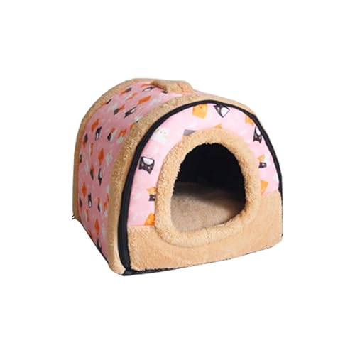 Lopres 猫 べッド 犬 ベッド 猫ハウス 冬 猫用ベッド 猫 ドーム型 ペットクッション ペットソファ 可愛い 柔らか 水洗え 滑り止め 小型犬 ペット小屋 室内用 クッション付き (中くらい,ピンクの子猫)