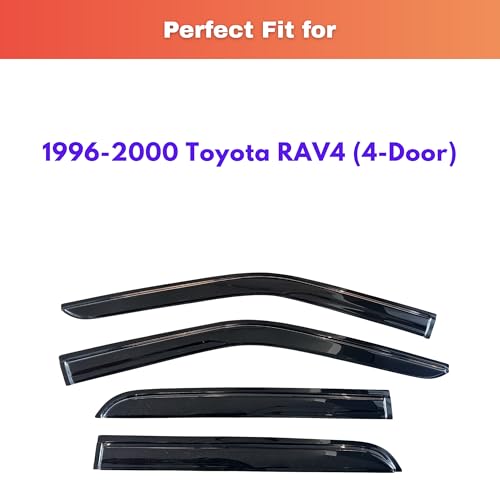 Image of KPY Rain Guards Fit for 1996-2000 Toyota RAV4 (4-Door), Out-Channel Window Visors Vent Wind Deflectors 4PC, Car Accessories for 96-00 RAV4 (4-Door)
