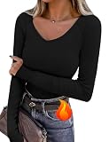 Wayleb Camiseta Térmica Mujer Cuello en V para Running y Gym