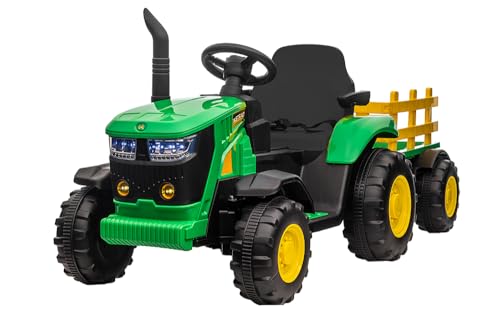 Zippy Toys, Trator Elétrico 12V com Controle Remoto - Verde e Amarelo