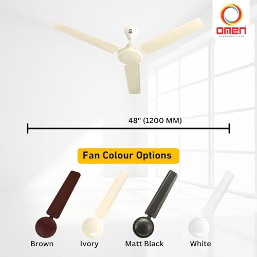 Image of Omen Changing Lives Aeroclassic 1200mm Ceiling Fan | BEE Star Rated | Home & Office | Outstanding Performance | ISI Certified | 2 Years Warranty | (Ivory)
