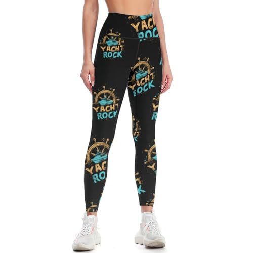 Image of Yacht Rock High Waisted Leggings for Women Slim Tummy Control Yoga Pants Butt Lift Gym Cycling Pants S