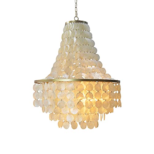 Lustre lanterne E14 pour remplacer un plafonnier terne par un luminaire en coquillage