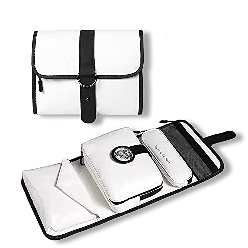 Powmere Toiletry Bag Travel wash Bag with Hanging Hook, Water-resistant Cosmetic Bag Travel Organizer,Eco-friendly Tyvek material Super Light Weight,Perfect for Travel alone/Daily Use/Gift (White)