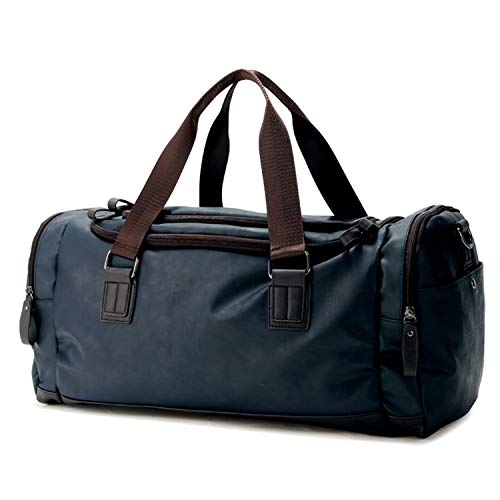 Top PU Travel Duffels Bags Weekender Tote Luggage Bags for Men, Traveling, Gym, Fitness (Blue)
