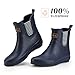 HISEA Rubber Rain Boots for Women Fashion Waterproof Chelsea Boots Short Ankle Garden Shoes Wedge Heel Anti-Slipping Rainboots for Ladies Outdoor Work Booties with Comfort Insole, Size 9 Navy Blue