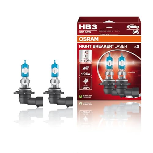 OSRAM NIGHT BREAKER LASER HB3/9005, next generation, 150% more brightness, halogen headlamp, 9005NL-HCB, 12V, passenger car, duo box (2 lamps)