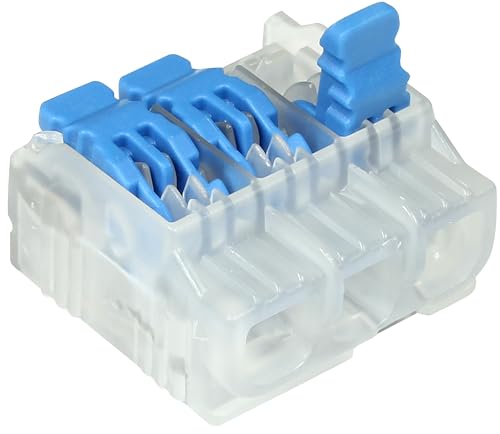 Ideal Electrical in-Sure Lever Wire Connector, 12 AWG, 3-Port(30-10L23), Box of 100—Compact Releasable Connectors for Solid and Stranded Wires