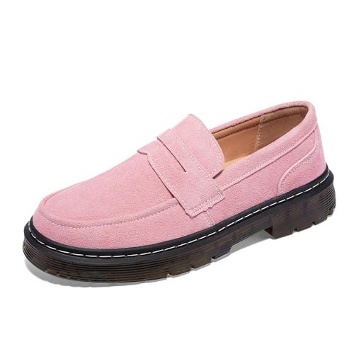 SENNYO Women's Suede Penny Loafer Comfort Driving Moccasins Casual Slip-Ons Loafer Flats Fashion Women Business Work Shoes Pink,9 US — view 3