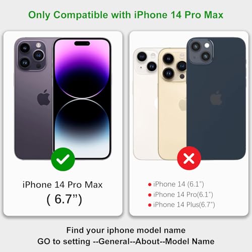 Image of for iPhone 14 Pro Max Case Wallet with Card Holder,for iPhone 14 Pro Max Wallet Case for Women Men,PU Leather Shockproof Magnetic Buckle Stand Flip Phone Case-Purple