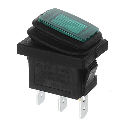 Jtron Feed Cord Light Switch Green Led Light On/Off Bedroom In Line Waterproof Cord Switch Ac 250V 6A 3P Rocker Toggle Switch Feed-Through Switch #TOP4