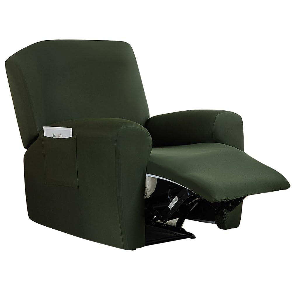Funda para Sillón Reclinable Elástica Cubre Sillón Relax Tumbona de Descanso 4 Piezas Verde Bronce