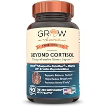 grow vitamin Cortisol Support, Organic KSM-66 Ashwagandha, AlphaWave L-Theanine, GABA, Magnesium, 90 Capsules