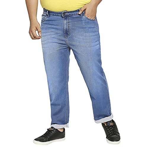 ZUSH Plus Size Stretchable Light Blue Casual Denim for Men's