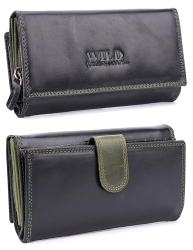 irisaa Damen Leder Wild Geldbörse, Portemonnaie Lang Geldbeutel,RFID...