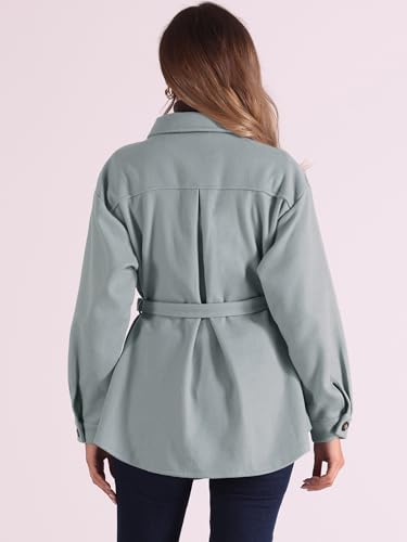 Allegra K Casual Shacket Jackets for Women's Long Sleeve Belted Button Down Fall Jacket Coat with Pockets3