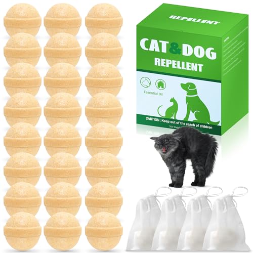 24 Pack Cat Repellent Outdoor Indoor – Natural Peppermint Oil Cat Deterrent Outdoor to Keep Cats Out of Yard Permanently,Keep Stray Cats Dogs Away,Effective Dog Cat Repellent, Yellow