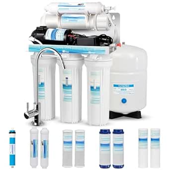 Geekpure 5-Stage Reverse Osmosis Water Filter System with Booster Pump and Extra Filters - 75 GPD