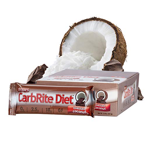 CarbRite Diet Bars – Keto, Low Carb, Gluten Free, Fats, Protein - Toasted Coconut- 12 Bars