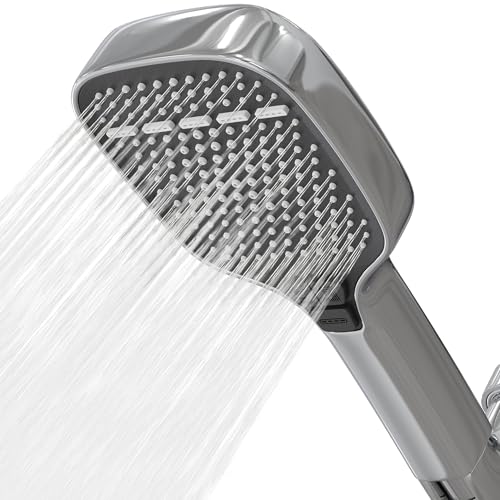 Regiis High-Pressure Handheld Shower Head - 4 Spray Settings, Square