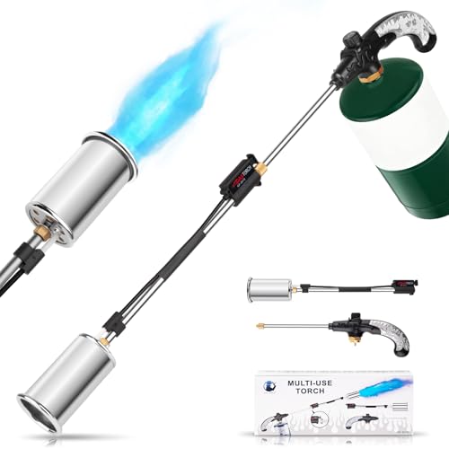 Siasky Weed Torch Propane Burner 1,200,000 BTU, Propane Weed Torch with Push Button Igniter, Flame Weeder Torch for Weeds, Snow Melting, Asphalt, Garden, Roofing, Weed Torch Kit for Outdoor Use