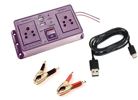 ERH India 12v/24v dc to ac Converter Gang Box with Battery Clips with USB Ports. dc to 220v ac Converter with Type C Cable red or Black Clip (B0BB7MWLNR) Amazon Price History, Amazon Price Tracker