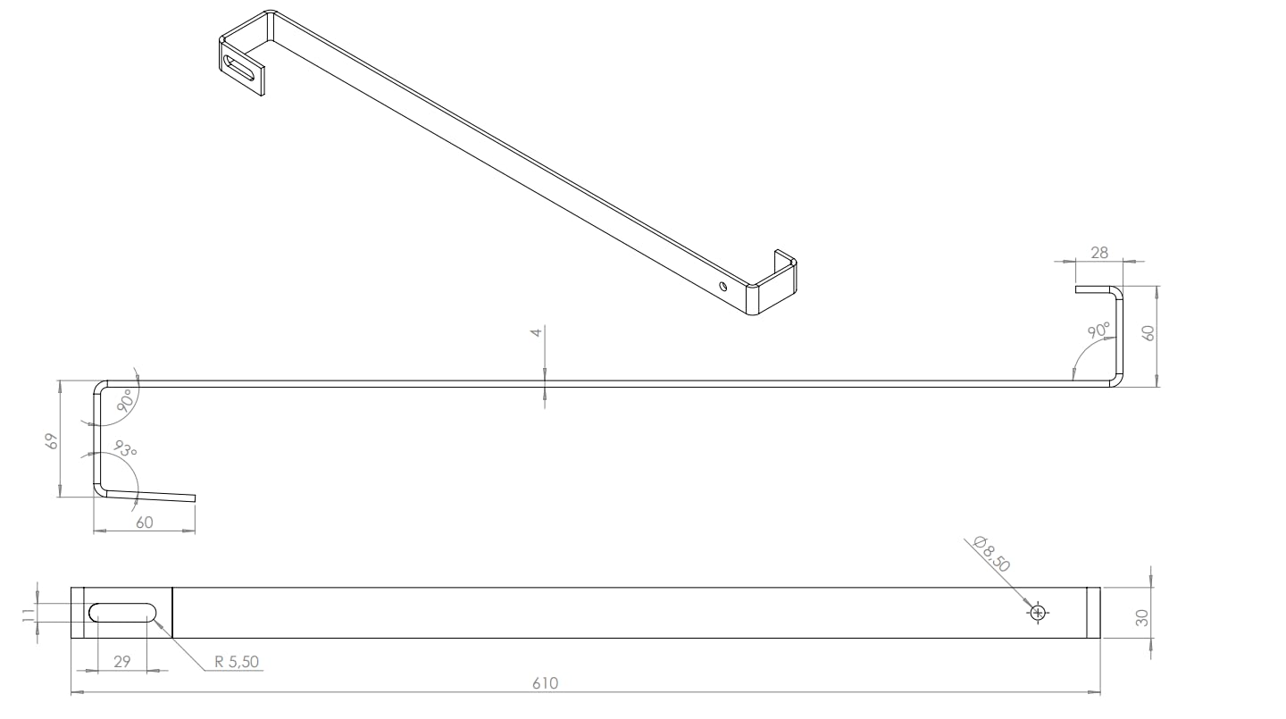 TMALASER Zetaw 62 szt.Uchwyt dachowy "S" 610x30x4 do montażu paneli fotowoltaicznych - Nieregulowany hak pod dachówkę ceramiczną i betonową - Mocowanie PV odporne na korozję
