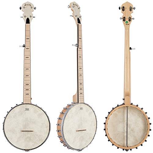 Mulucky 5 String Banjo - Remo Drumhead Openback Beginner Kit With Gig Bag Tuner Picks Strings Strap - B1101