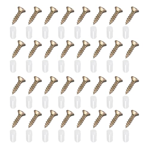 uxcell 50Pcs 5.2x12mm Plastic Hinge Dowel Inserts with M4 Self-Tapping Screws for Furniture Cabinets Wardrobes Door, White