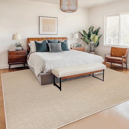 MilleLoom 9x12 Large Neutral Area Rug for Living Room Bedroom Washable Modern Solid Rugs, Non Slip Non Shedding Woven Texture Indoor Carpet for Nursery Dining Room Playroom Home Decor Tan by MilleLoom - Image 8
