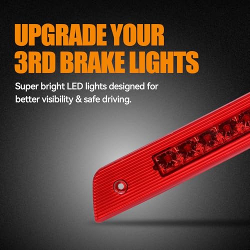 Image of Third 3rd Brake Light LED for 2005-2010 Jeep Grand Cherokee, High Mount Rear Brake Lights Assembly for 05-10 Grand Cherokee, Waterproof Center Cab Lamp Stop Light (Red)