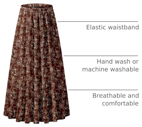 Image of NASHALYLY Women's Chiffon Elastic High Waist Pleated A-Line Maxi Skirts