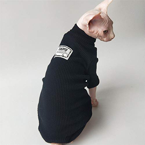 TENGTUD Abrigo para gato Sphynx Cat Otoño e Invierno de dos patas de cuello alto y chaleco -XXL_negro Cover